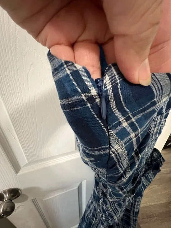 Ralph Lauren Navy and White Plaid Spaghetti-Strap Midi Dress - Picture 5 of 13